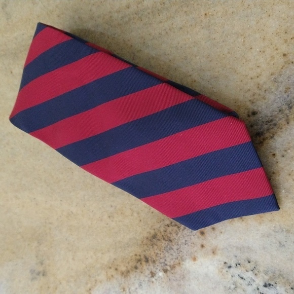 Jo's A Bank men's silk repp tie red navy stripe patriotic luxury designer USA - Picture 1 of 5